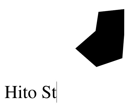 Screenshot of a website: A text input contains the text 'Hito St', and above it is a black polygon generated by the text.